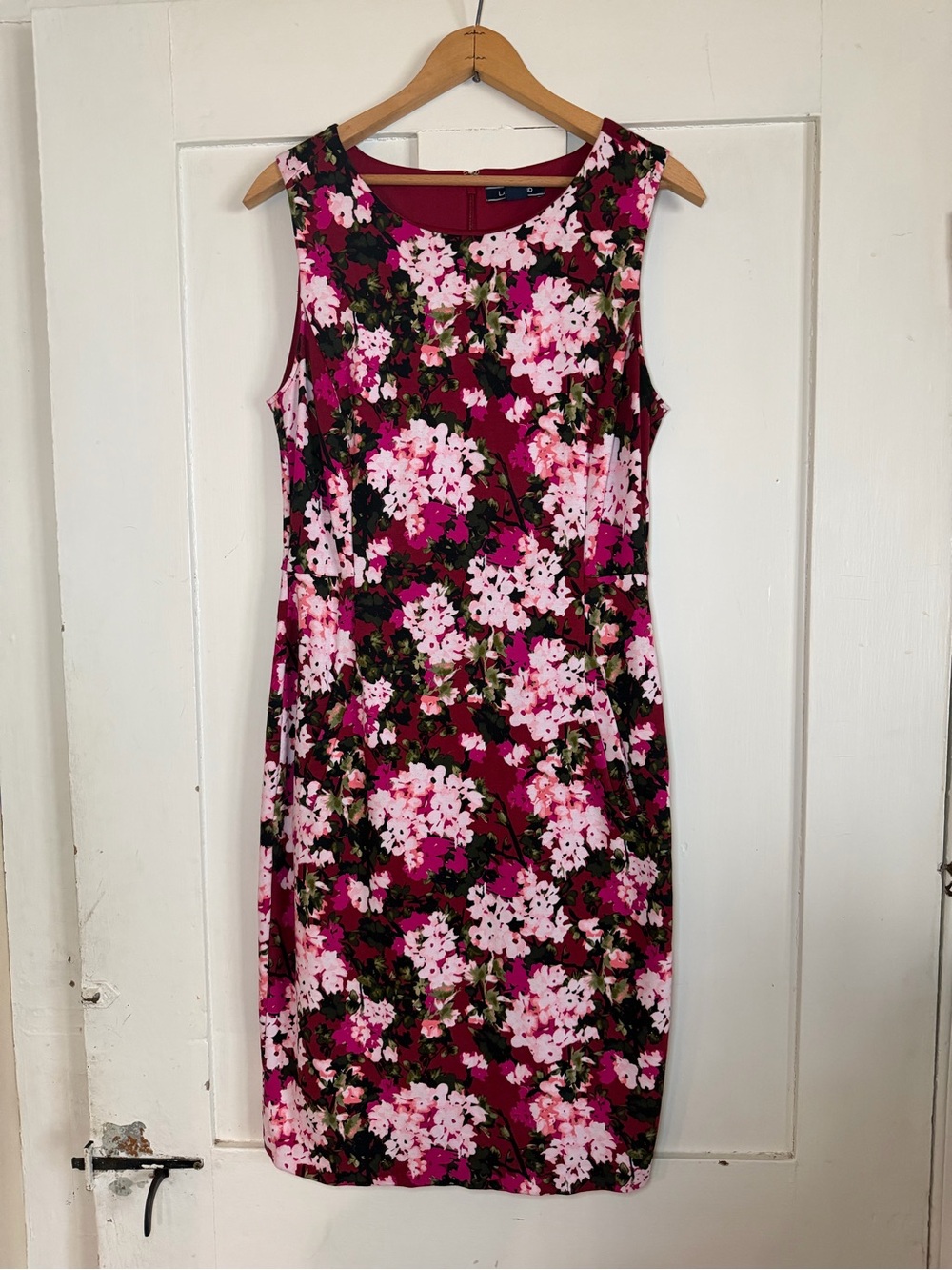 Lands' End Pink Floral Sleeveless Sheath Dress